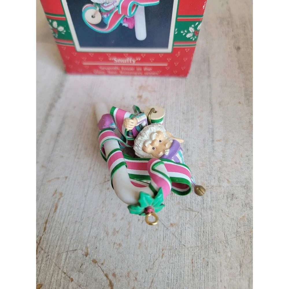 Enesco wee tree trimmers snuffy elf candy cane vintage ornament Xmas unique